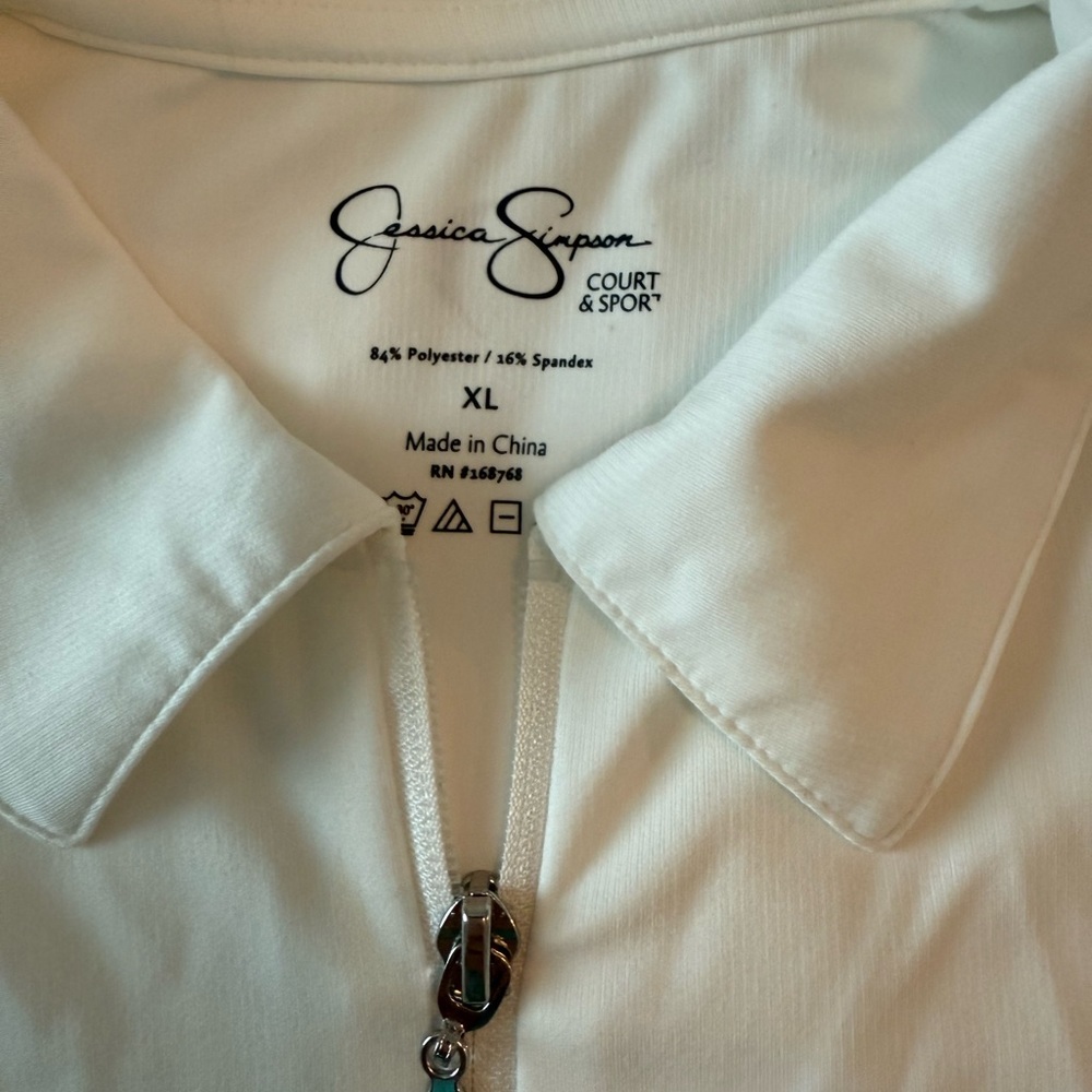 Jessica Simpson White Ruffled Zip-Up Tank Top - Picture 3 of 3